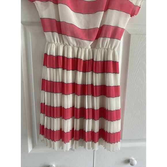 Poema Womens Small Dress Stripe Pleated Preppy Feminine - Picture 3 of 9